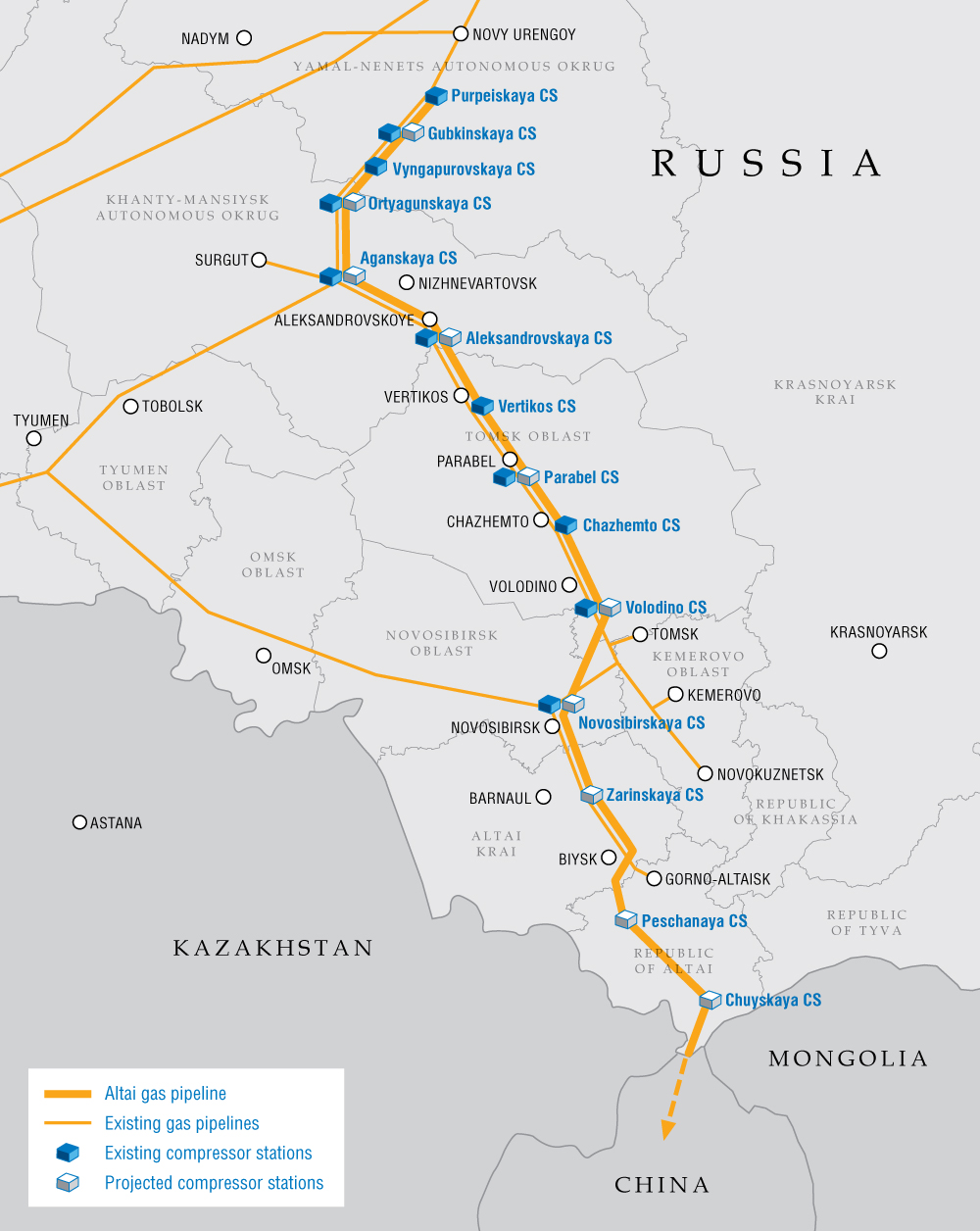 Gazociąg Ałtaj. Grafika: Gazprom.