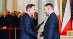Prezydent Andrzej Duda i minister skarbu państwa Dawid Jackiewicz
