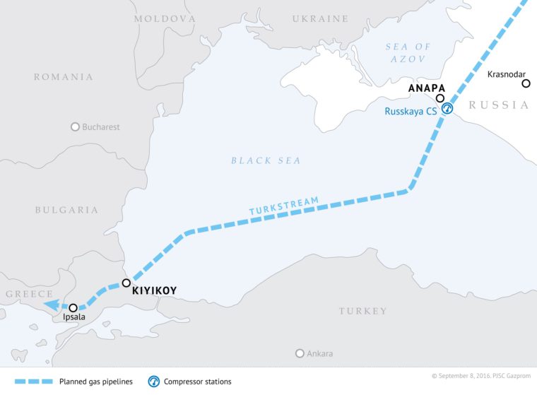 Trasa przebiegu Turkish Stream. Fot. Gazprom