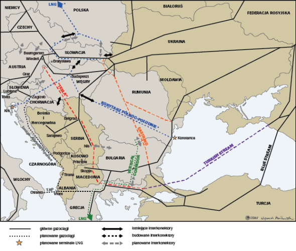 Gazociągi Europa Środkowo-Wschodnia OSW