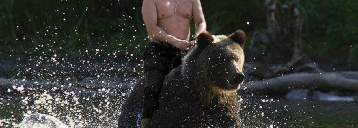 Mem z Putinem na niedźwiedziu (fotomontaż). Fot. Twitter