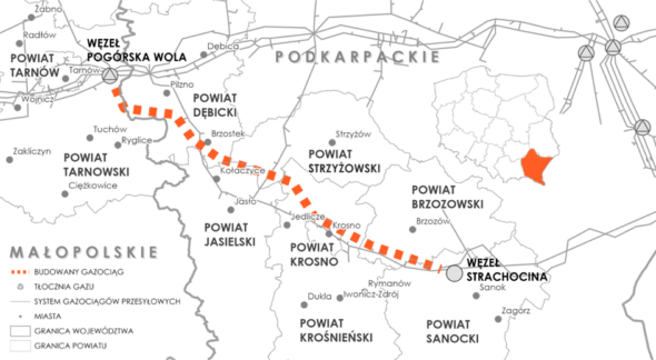 Gazociąg Strachocina-Pogórska Wola. Grafika. Gaz-System