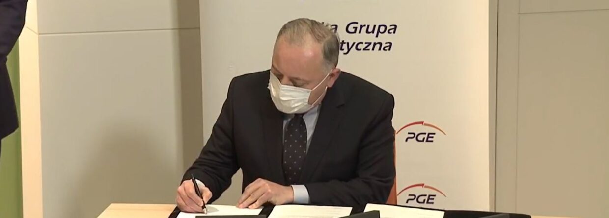 Prezes PGE Wojciech Dąbrowski podczas konferencji z okazji podpisania listu intencyjnego. Fot. Jędrzej Stachura