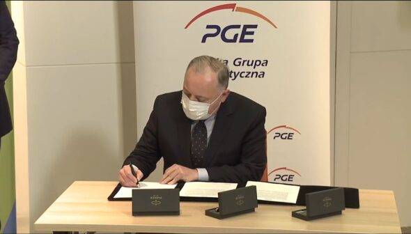 Prezes PGE Wojciech Dąbrowski podczas konferencji z okazji podpisania listu intencyjnego. Fot. Jędrzej Stachura