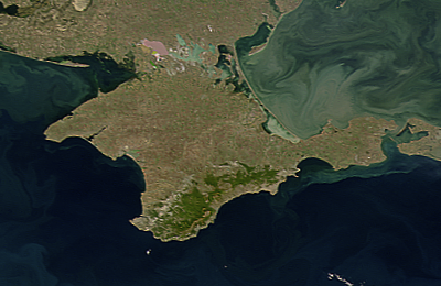 Półwysep krymski widziany z kosmosu. Fot. Wikimedia Commons