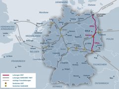 OPAL na mapie sieci niemieckich gazociągów. Źródło: OPAL Gastransport GmbH & Co. KG, https://www.opal-gastransport.de/en/our-network/
