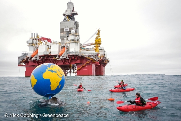 Greenpeace na platformie wiertniczej w Norwegii. Fot. Nick Cobbing, Greenpeace