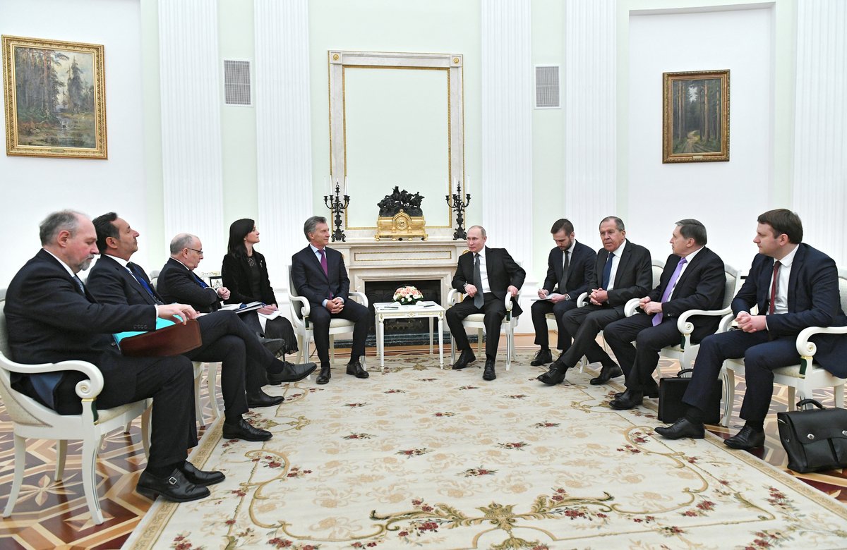Prezydenci Argentyny i Rosji, Mauricio Macri i Władimir Putin,. Fot. Kremlin Russia, Twitter