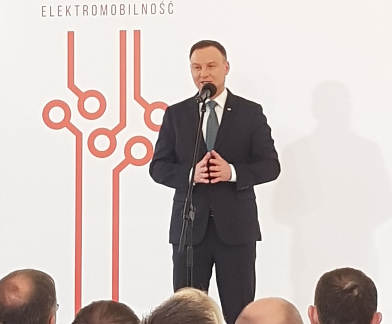 Prezydent Andrzej Duda na spotkaniu o elektromobilności. Fot. BiznesAlert.pl