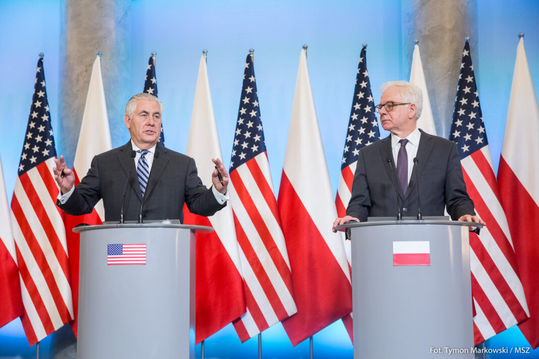 Minister Jacek Czaputowicz. Wizyta sekretarz stanu USA Rex Tillerson . KPRM . Konferencja prasowa . Fot. Tymon Markowski / MSZ