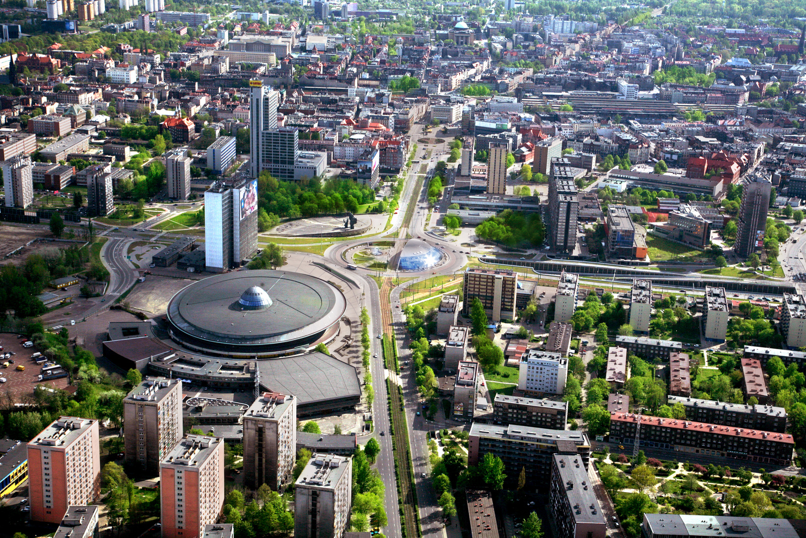 Katowice z lotu ptaka. Źródło: Wikipedia