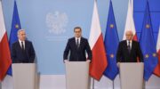 Premier Mateusz Morawiecki podczas wspólnej konferencji z ministrem środowiska i energii. Fot. KPRM