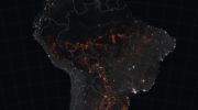 Pożary w Amazonii widziane z kosmosu. Źródło: Wikipedia