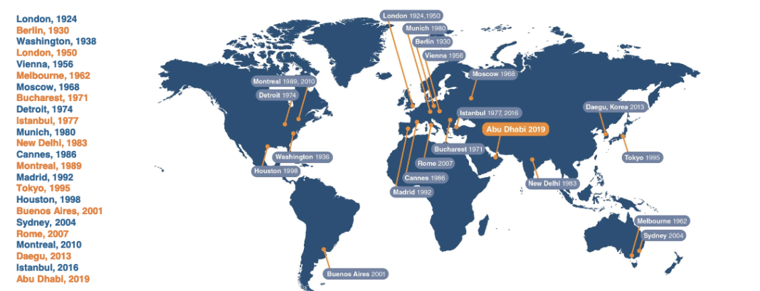 Lokalizacje poprzednich edycji World Energy Congress. Źródło: World Energy Council