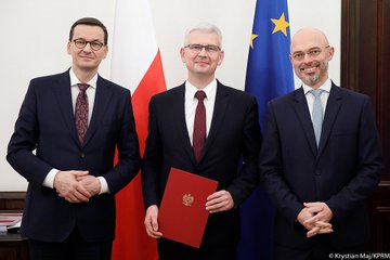 Mateusz Morawiecki (L), Ireneusz Zyska (Ś) i Michał Kurtyka / fot. Ministerstwo Klimatu