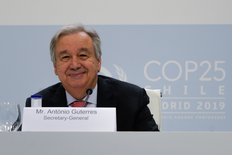 Sekretarz generalny ONZ Antoniu Guterres podczas COP25. Źródło: UNFCCC