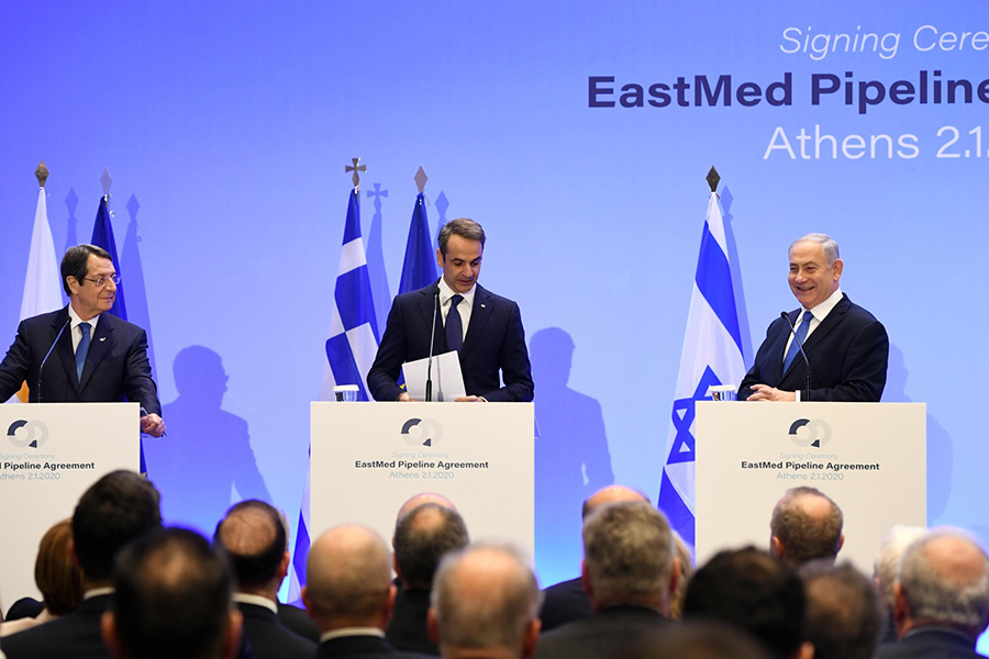 Uroczystość podpisania umowy o EastMed. Fot. Kancelaria Premiera Izraela