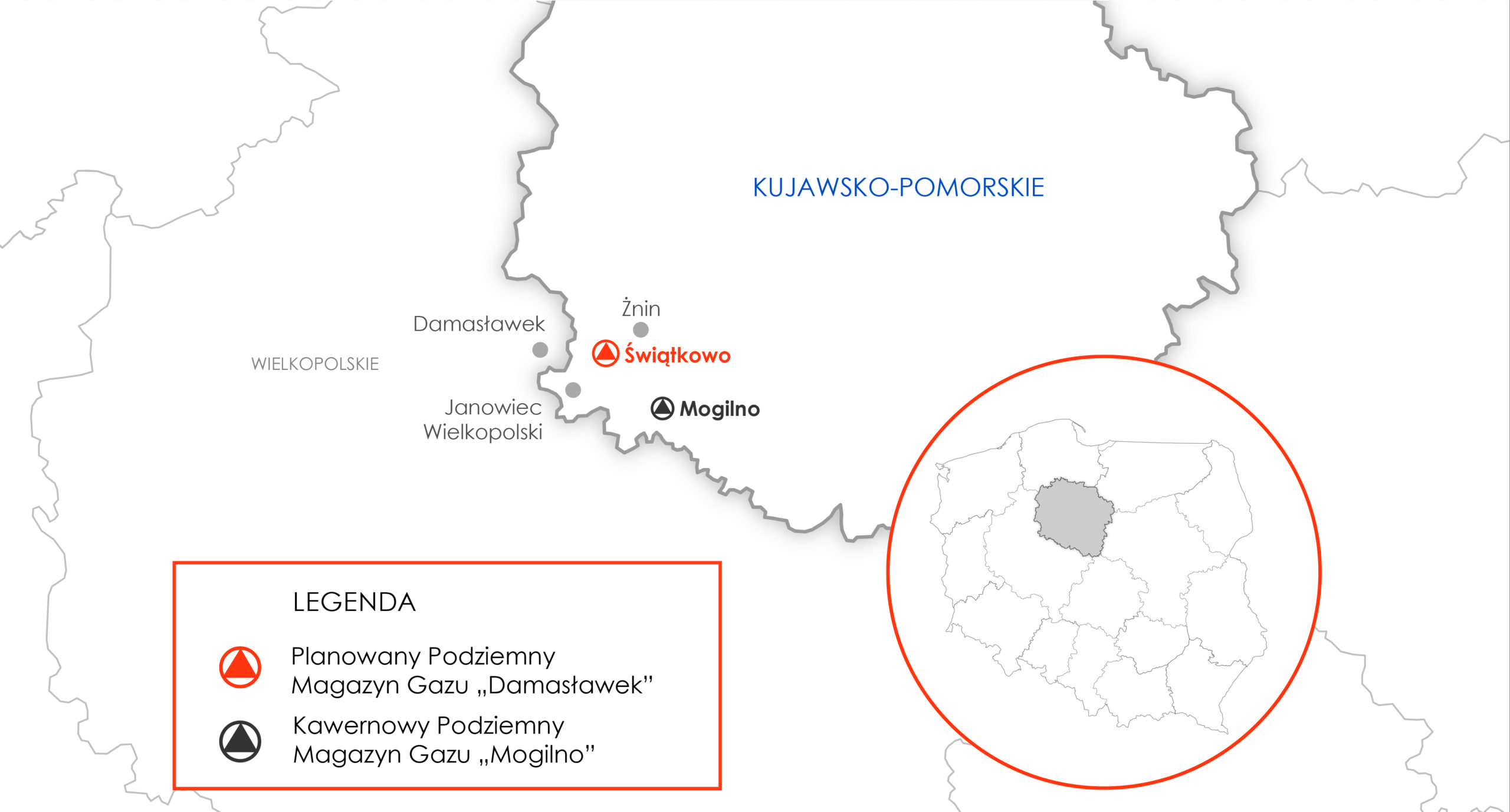 Lokalizacja magazynu gazu Damasławek. Grafika: Gaz-System