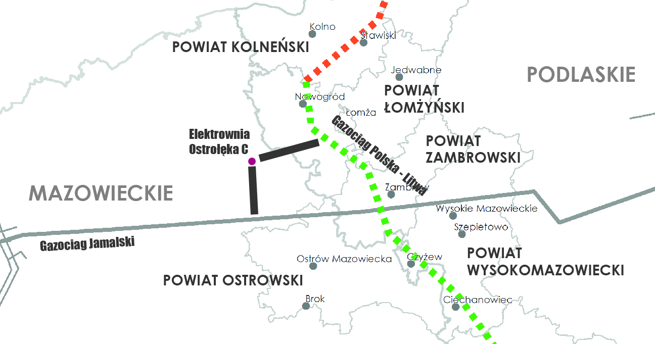 Gaz dla Elektrowni Ostrołęka C. Grafika: Gaz-System/Wojciech Jakóbik