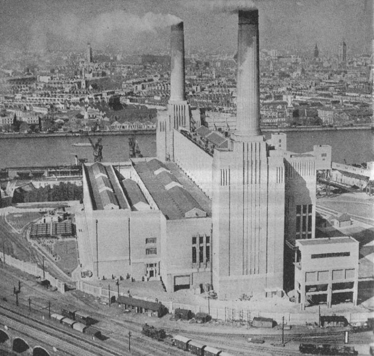 Część A Elektrowni Battersea, zdjęcie z 1934 roku. Źródło: Wikipedia