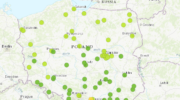 Pył zawieszony PM 2,5 w Polsce 21 października 2020 roku. Grafika: NFOŚiGW