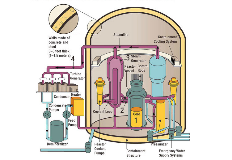 Reaktor wodno-ciśnieniowy PWR. Grafika: U.S. Nuclear Regulatory Comission