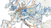 Potencjalna infrastruktura przesyłu wodoru w Europie autorstwa Hydrogen Europe bez Baltic Pipe i gazoportu. Grafika: Hydrogen Europe