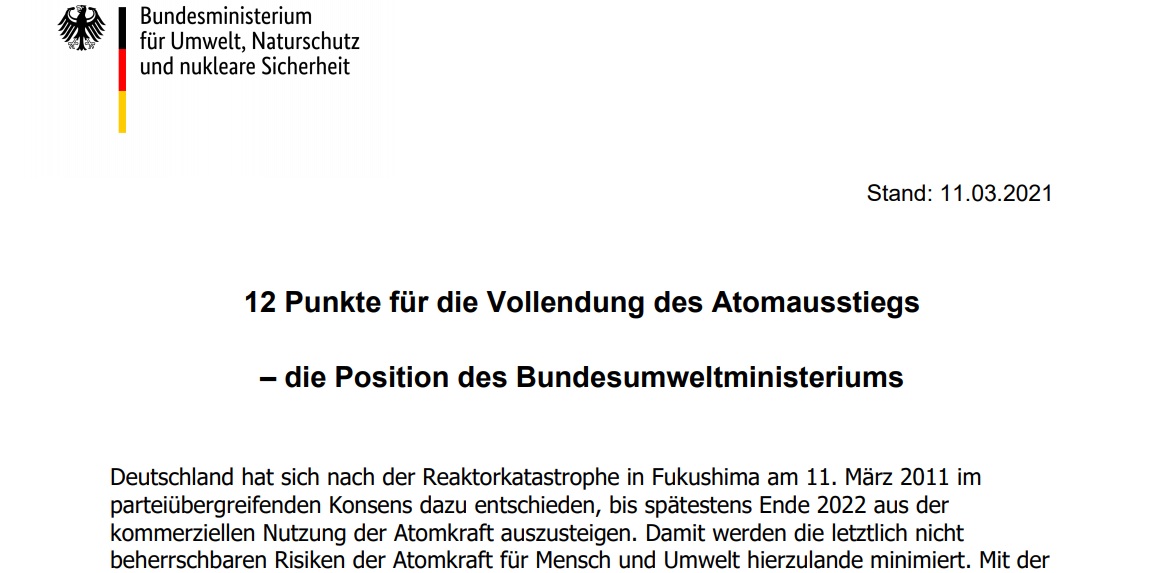 12-punktowy plan denuklearyzacji Europy autorstwa ministerstwa środowiska Niemiec. Fot. Wojciech Jakóbik
