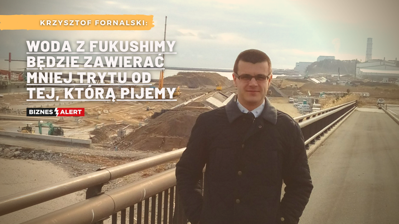 Fot. dr inż. Krzysztof Wojciech Fornalski. Zdjęcie autora. W tle elektrownia Fukushima. Grafika: Gabriela Cydejko