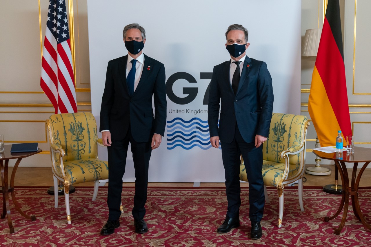 Antony Blinken i Heiko Maas na szczycie G7 w Londynie. Fot. Departament Stanu USA