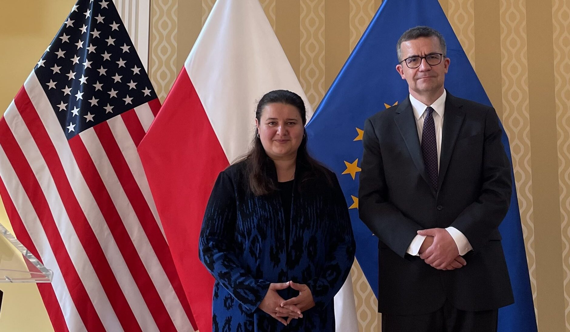 Oksana Markarowa i Piotr Wilczek, amasadorowie Ukrainy oraz Polski w USA. Fot. Ambasada RP w USA