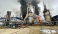 Pożar w zakładzie Gazprom Piererabotka na Jamale fot. Gazprom