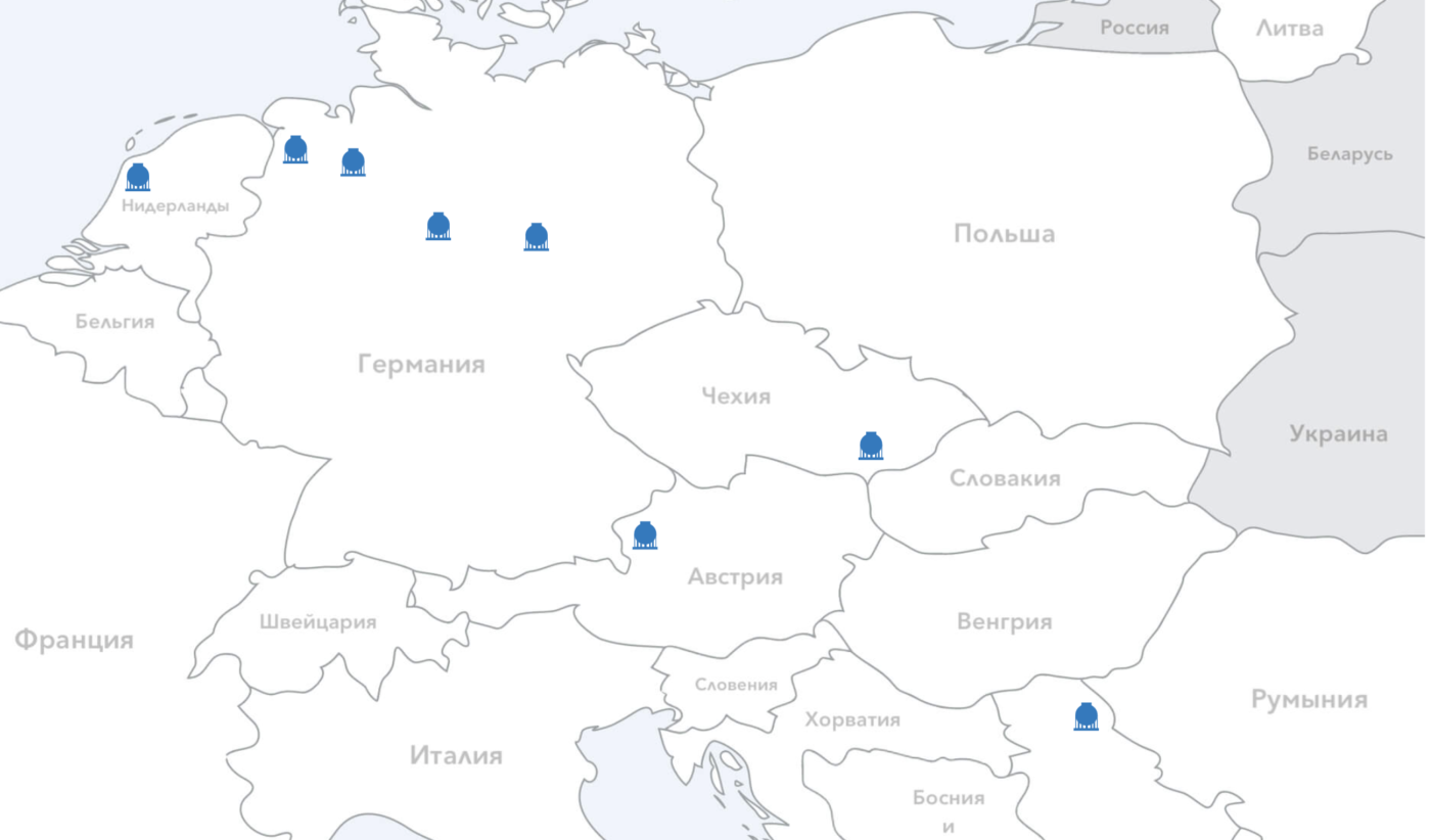 Podziemne Magazyny Gazu (PMG) Gazpromu w Europie fot. Gazprom Germania.
