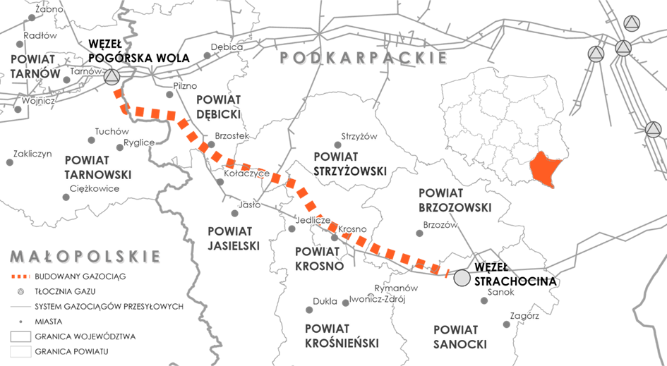 Gazociąg Strachocina-Pogórska Wola. Grafika. Gaz-System