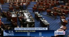 Wyniki głosowania w Senacie USA w sprawie ustawy przeciwko Nord Stream 2. Fot. Senat USA