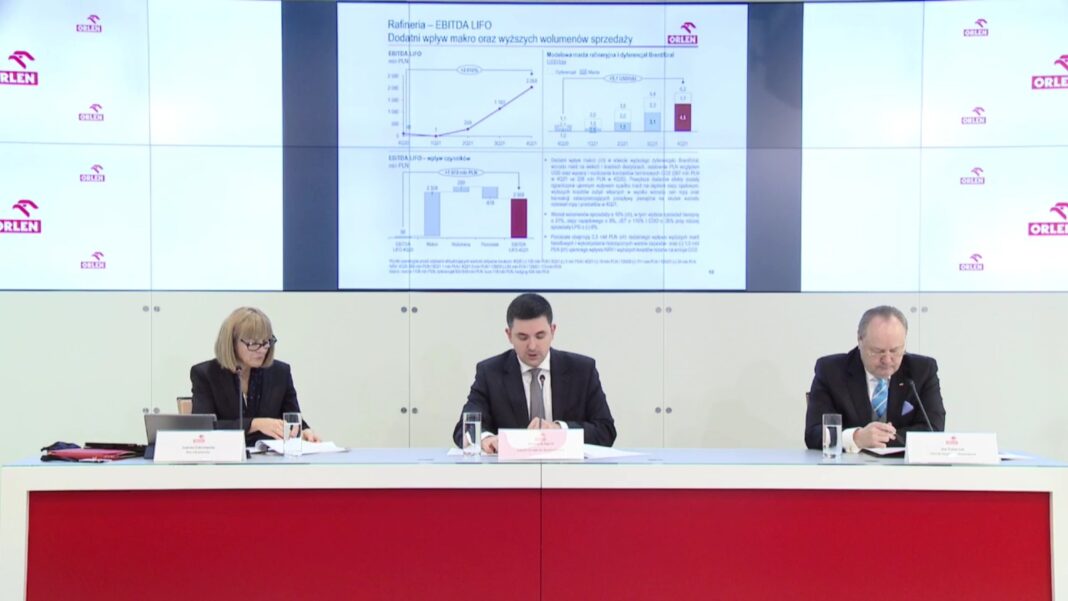 Konferencja PKN Orlen poświęcona wynikom finansowym za 2021 rok. Fot. BiznesAlert.pl