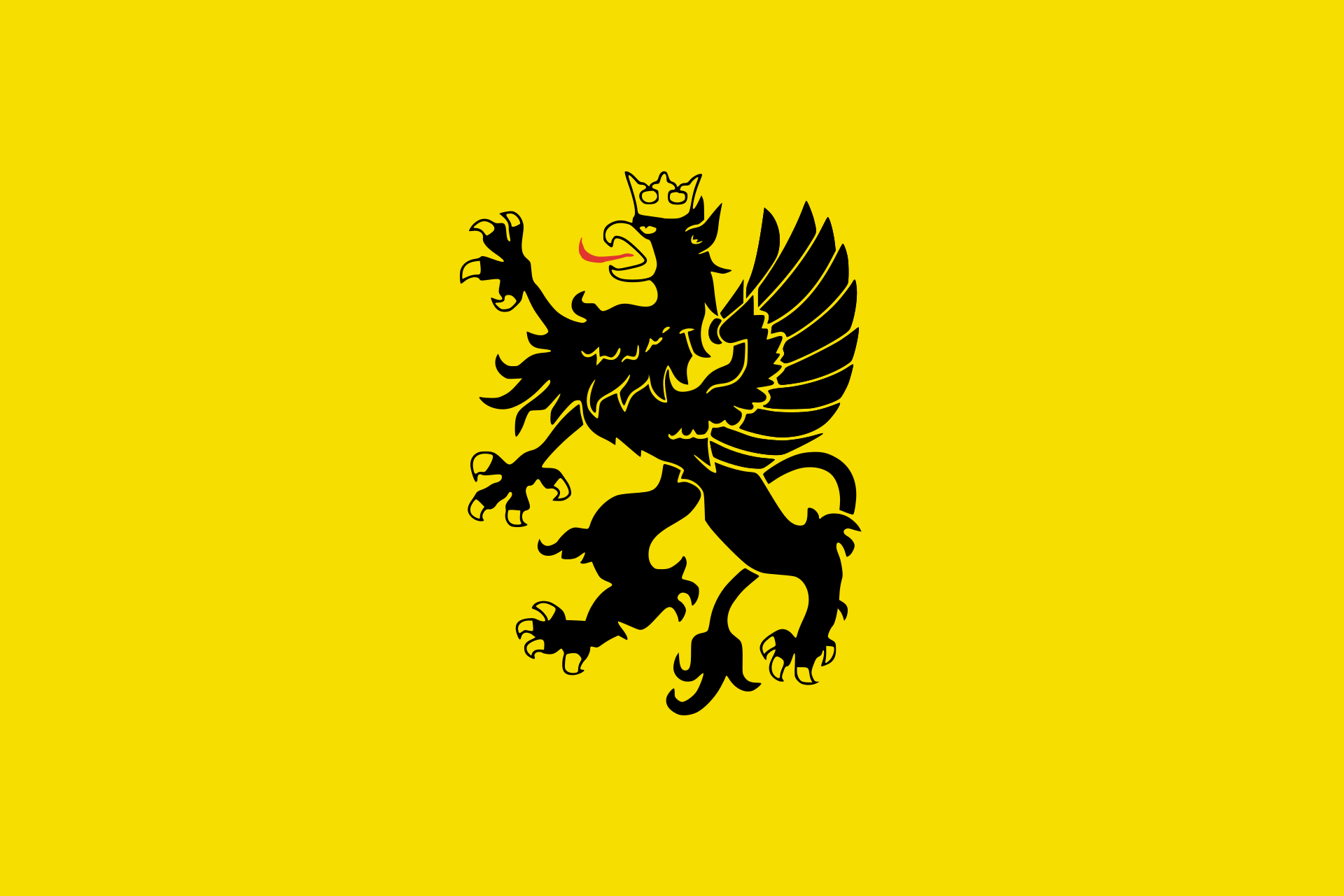 Flaga Kaszub z godłem. Fot. Wikimedia Commons.