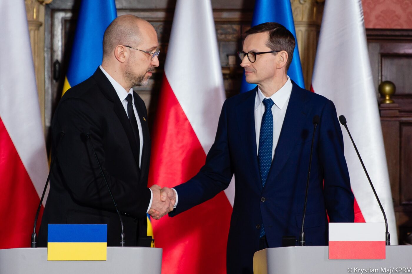 Premierzy Ukrainy i Polski Denis Szmyhal oraz Mateusz Morawiecki. Fot. Kancelaria Premiera.