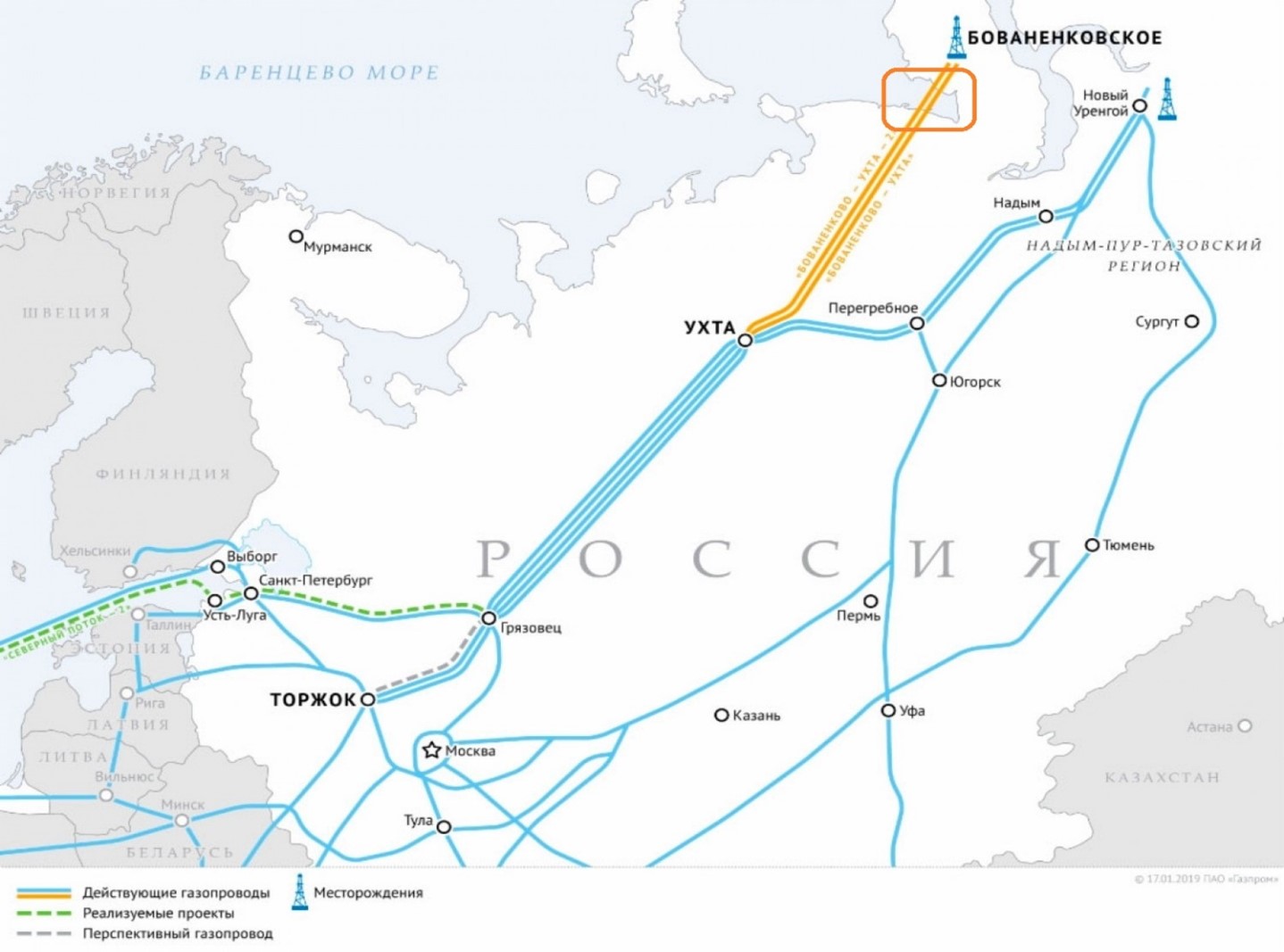 System gazociągów w Rosji. Grafika: Gazprom.