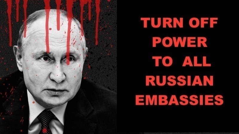 Petycja za odcięciem ambasad Rosji od energii. Fot. Change.org.