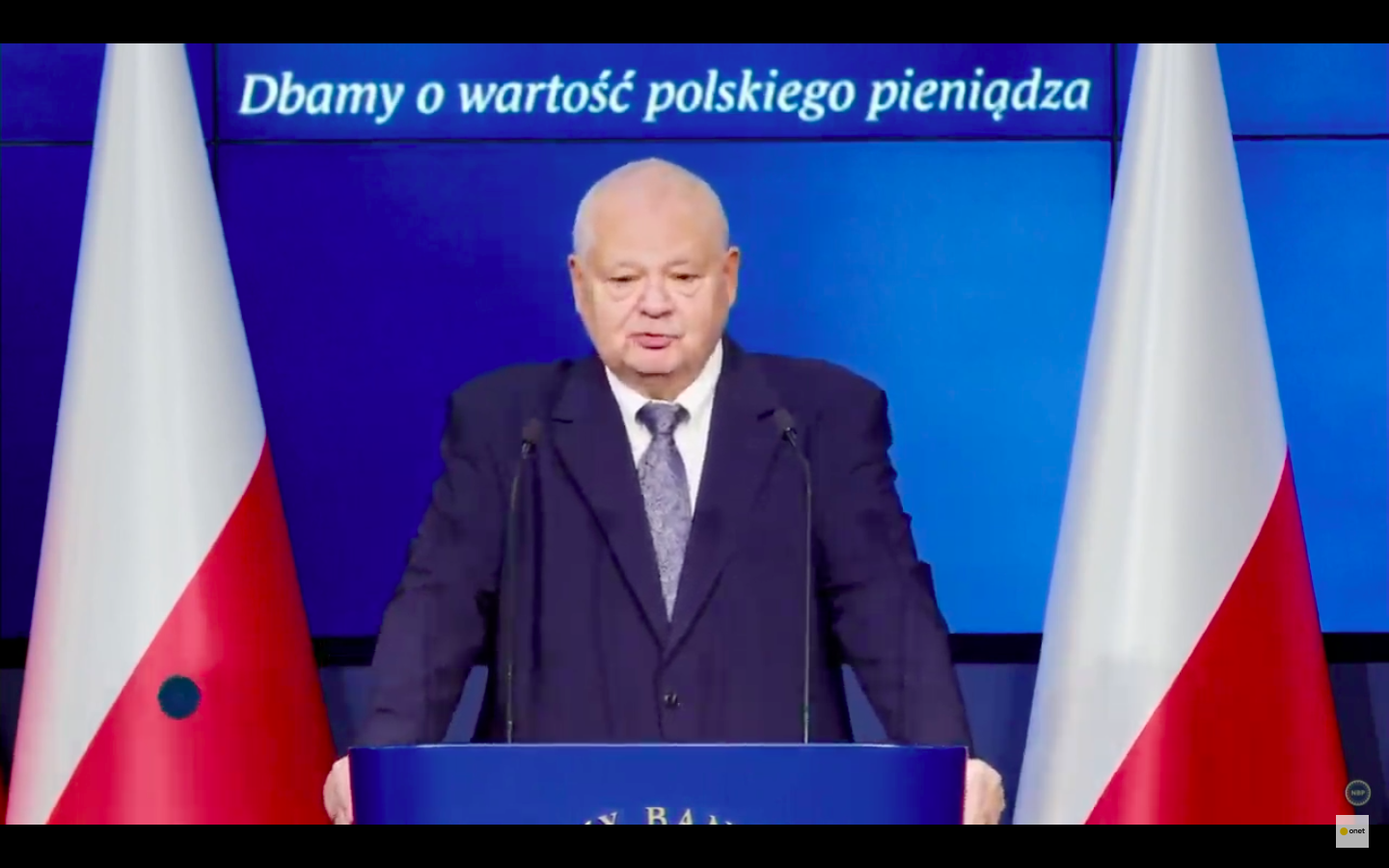 Prezes NBP Adam Glapiński na konferencji prasowej. Fot. Michał Perzyński