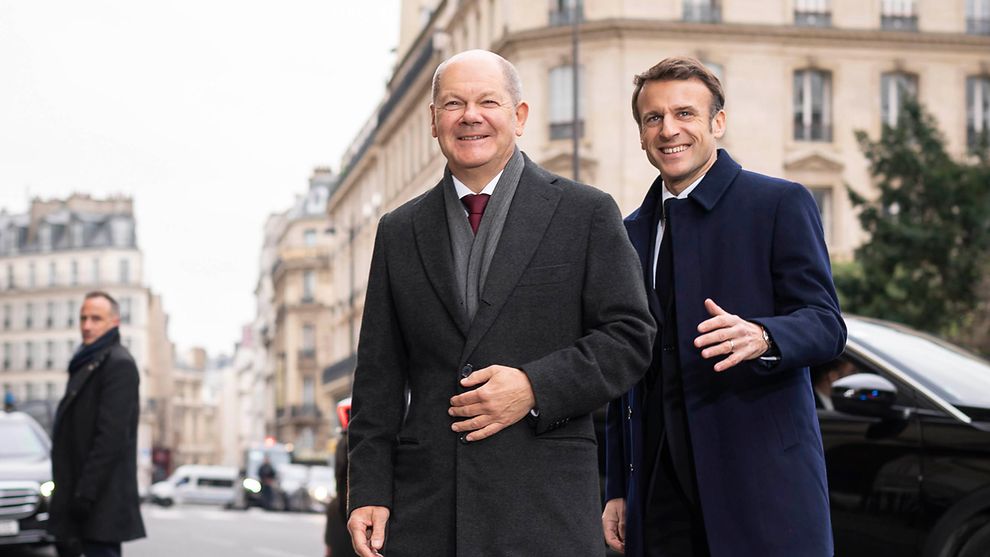 Olaf Scholz i Emmanuel Macron. Fot.: Biuro Kanclerskie.