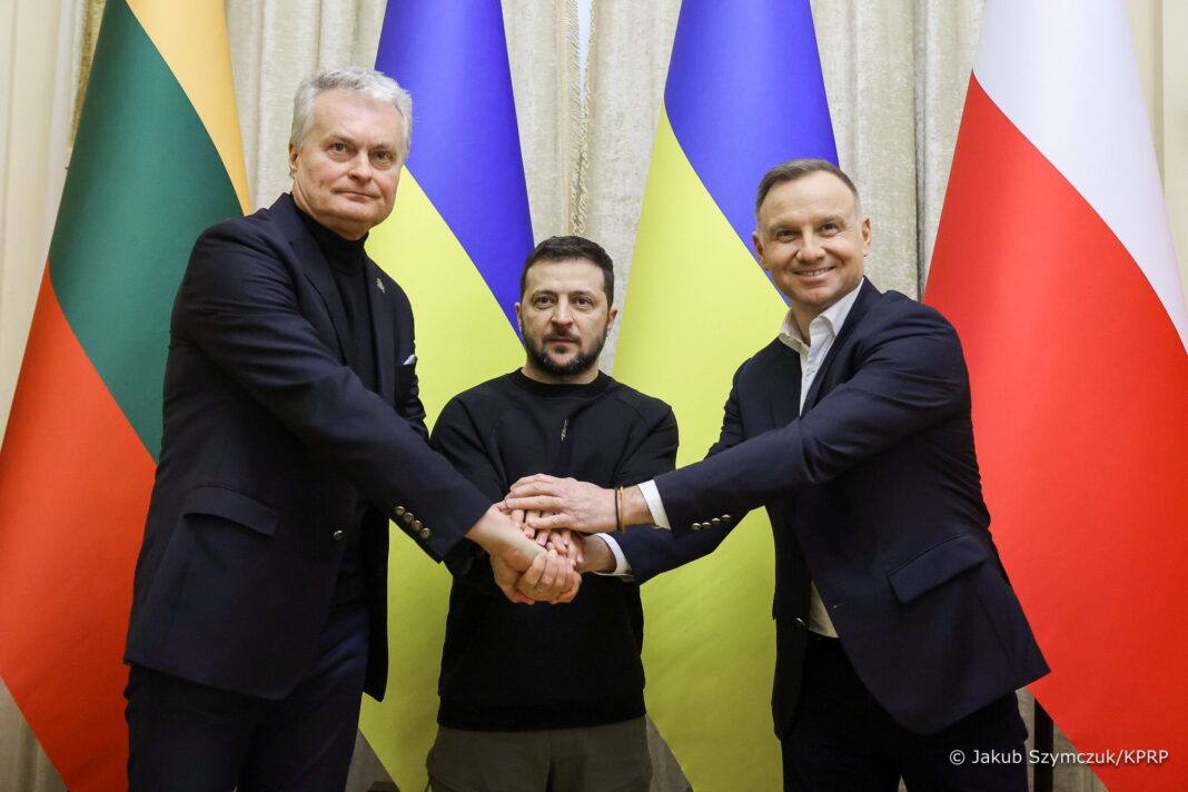 Prezydenci Polski Litwy i Ukrainy na szczycie Trójkąta Lubelskiego. Fot. Kancelaria Prezydenta.