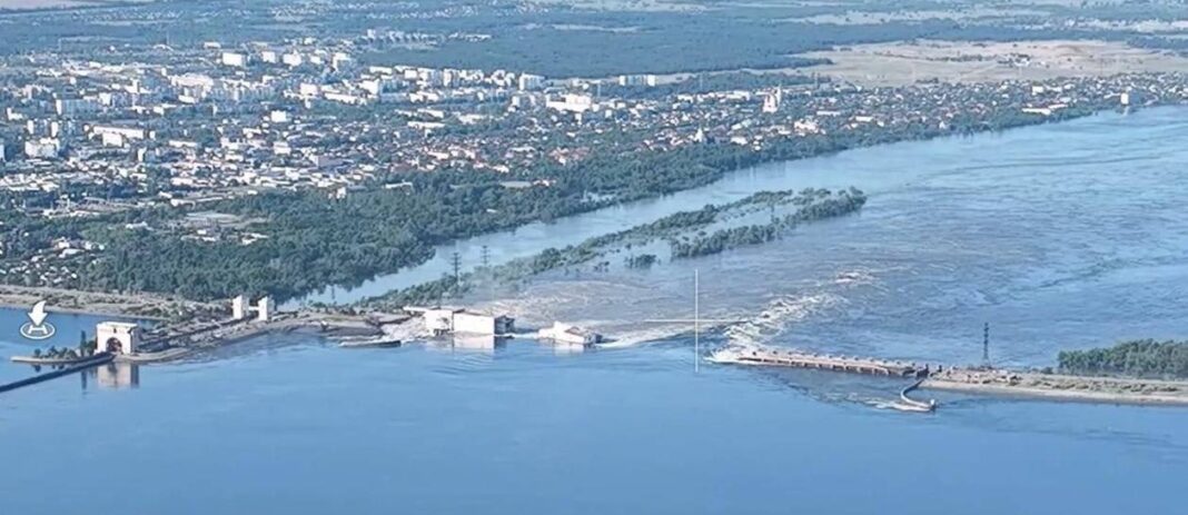 Elektrownia wodna Nowa Kachowka. Tama cieknie. Fot. Energoatom.