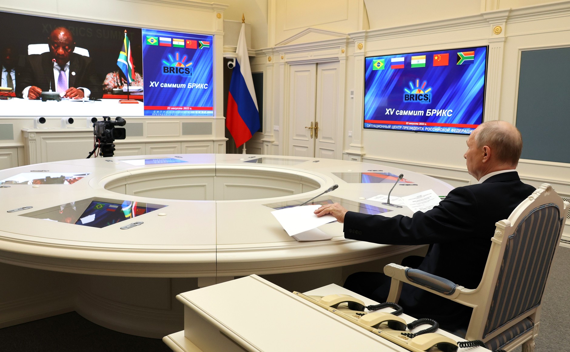 Władimir Putin łączy się z BRICS. Fot. Kancelaria Prezydenta Federacji Rosyjskiej.