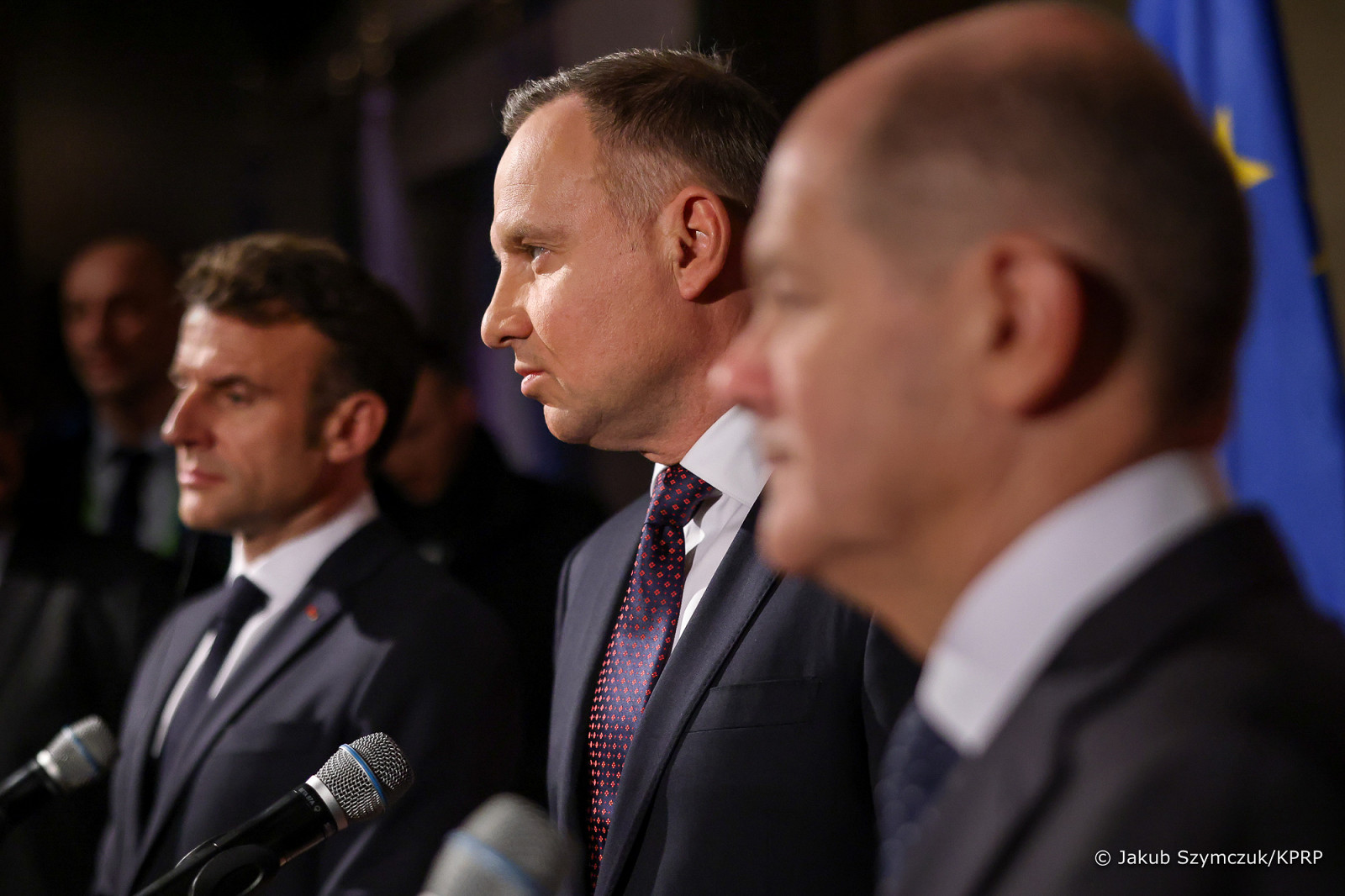 Emmanuel Macron, Andrzej Duda i Olaf Scholz. Fot. Prezydent.pl.