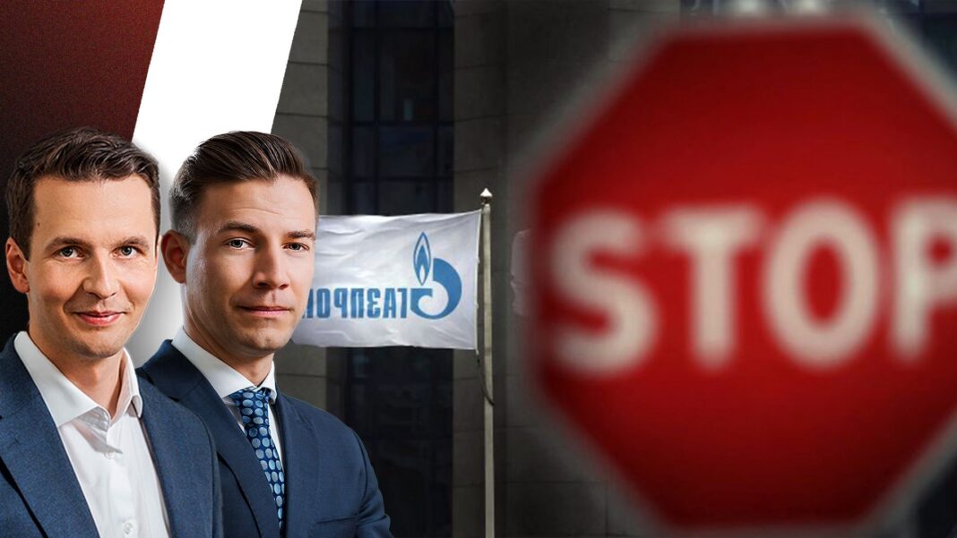 Gazprom strzelił sobie w stopę. Spięcie. Grafika: Mikołaj Teperek.