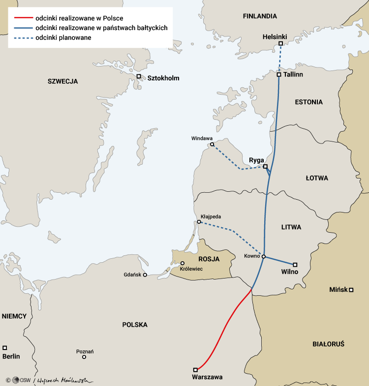 Mapa. Plan Rail Baltica. Źródło: railbaltica.org.