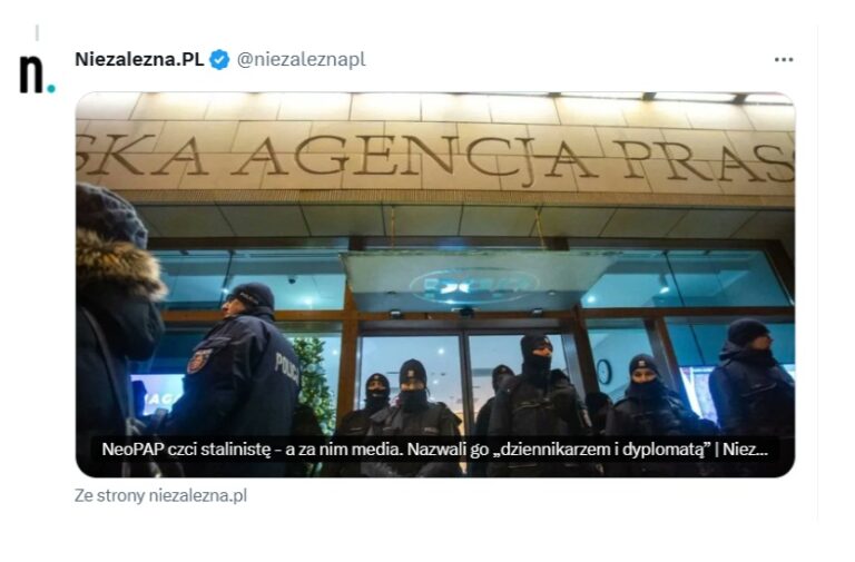 Niezależna.pl wytknęła PAP depeszę gloryfikującą zmarłego działacza komunistycznego i funkcjonariusza bezpieki