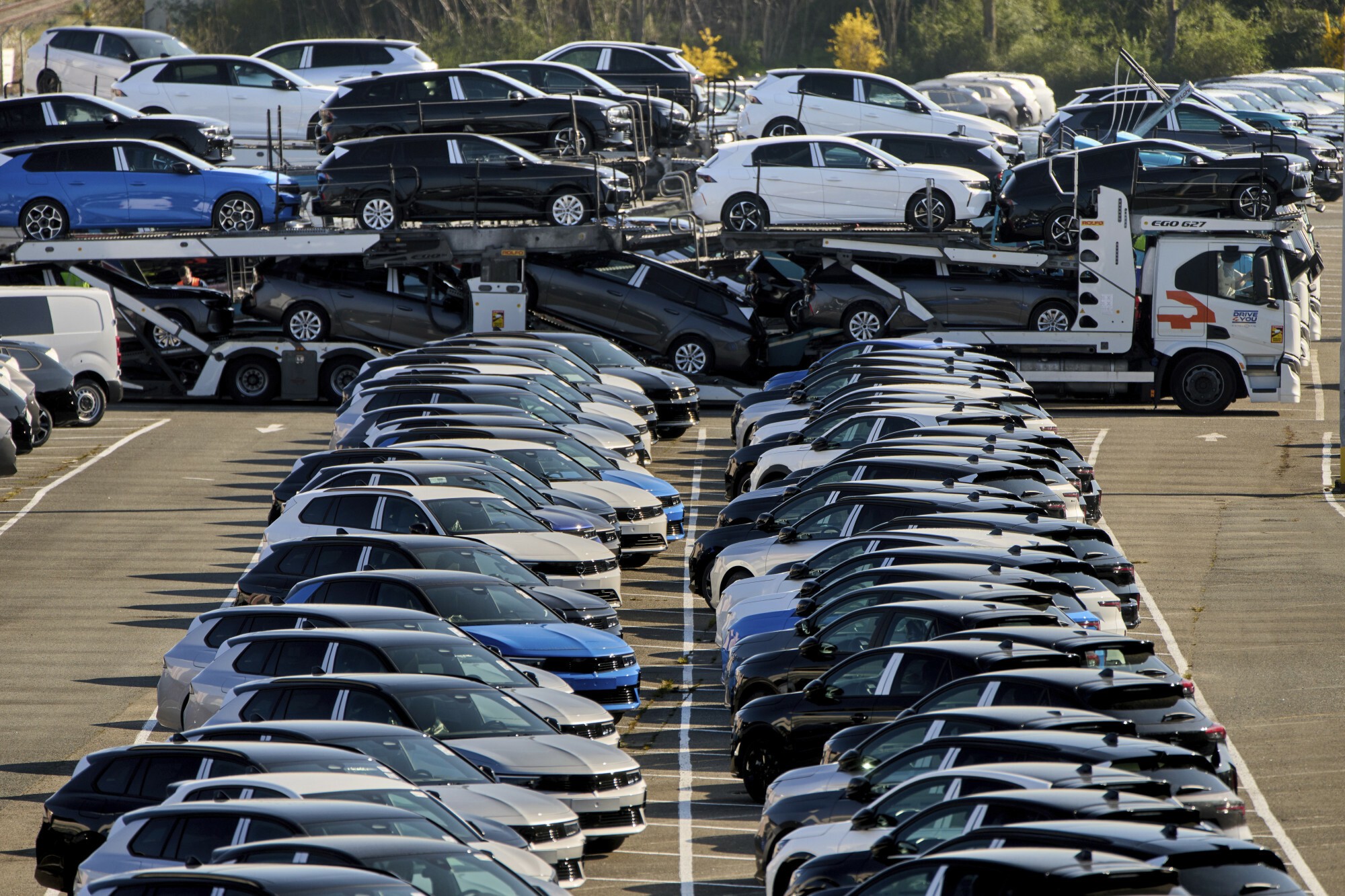 Opel cars are parked on the ground of the Opel car factory in Ruesselsheim near Frankfurt, Germany, Thursda